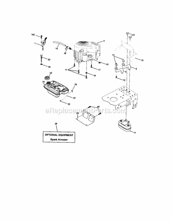 Page E Diagram and Parts List for  Craftsman Lawn Tractor