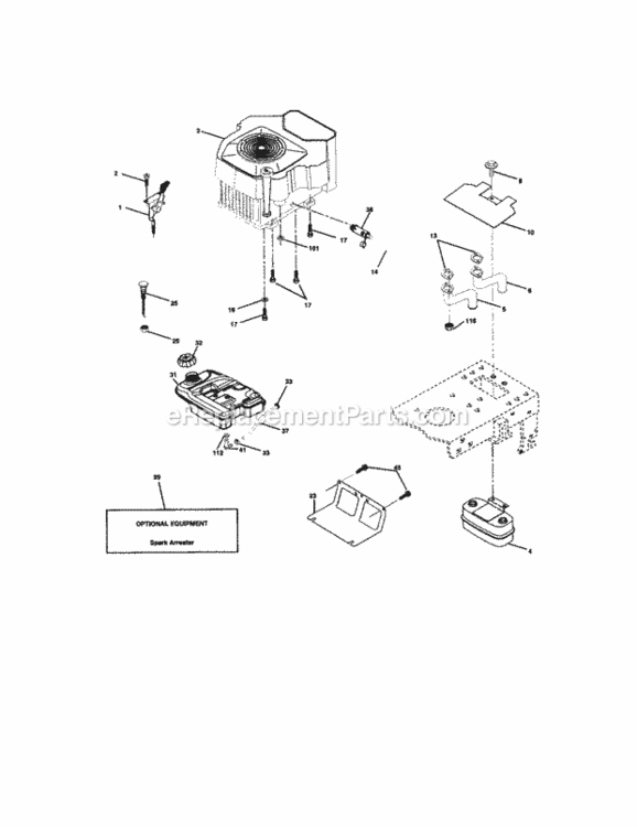Page E Diagram and Parts List for  Craftsman Lawn Tractor