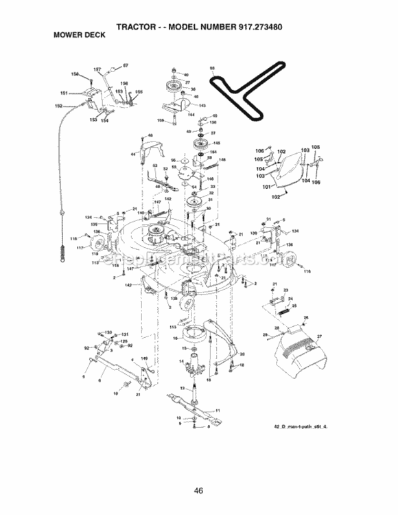 Page J Diagram and Parts List for  Craftsman Lawn Tractor