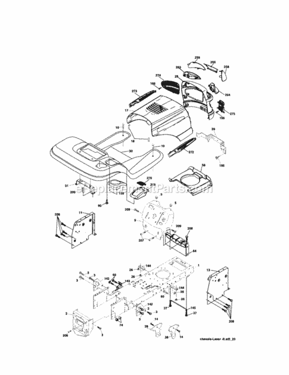Page B Diagram and Parts List for  Craftsman Lawn Tractor