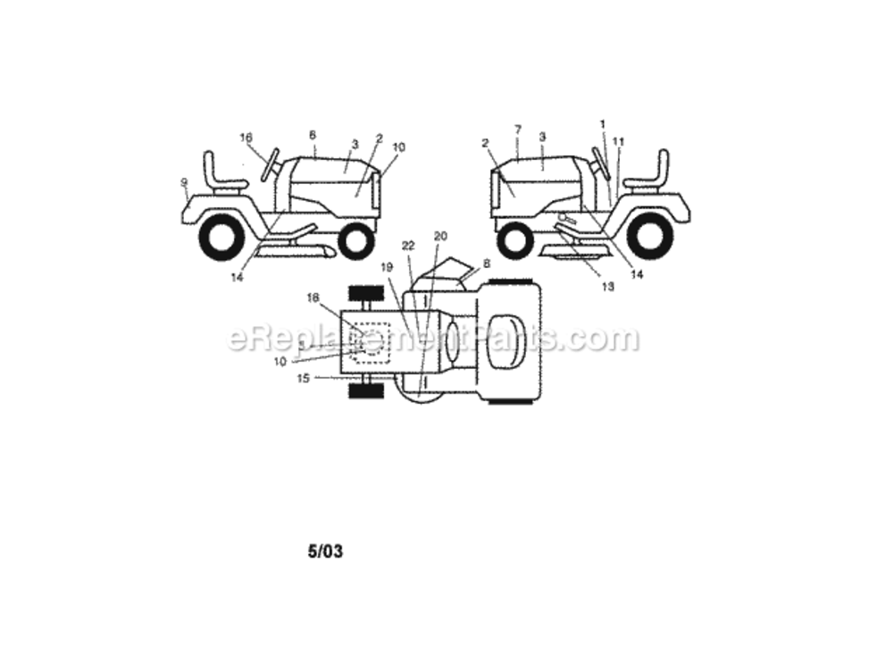Page G Diagram and Parts List for  Craftsman Lawn Tractor