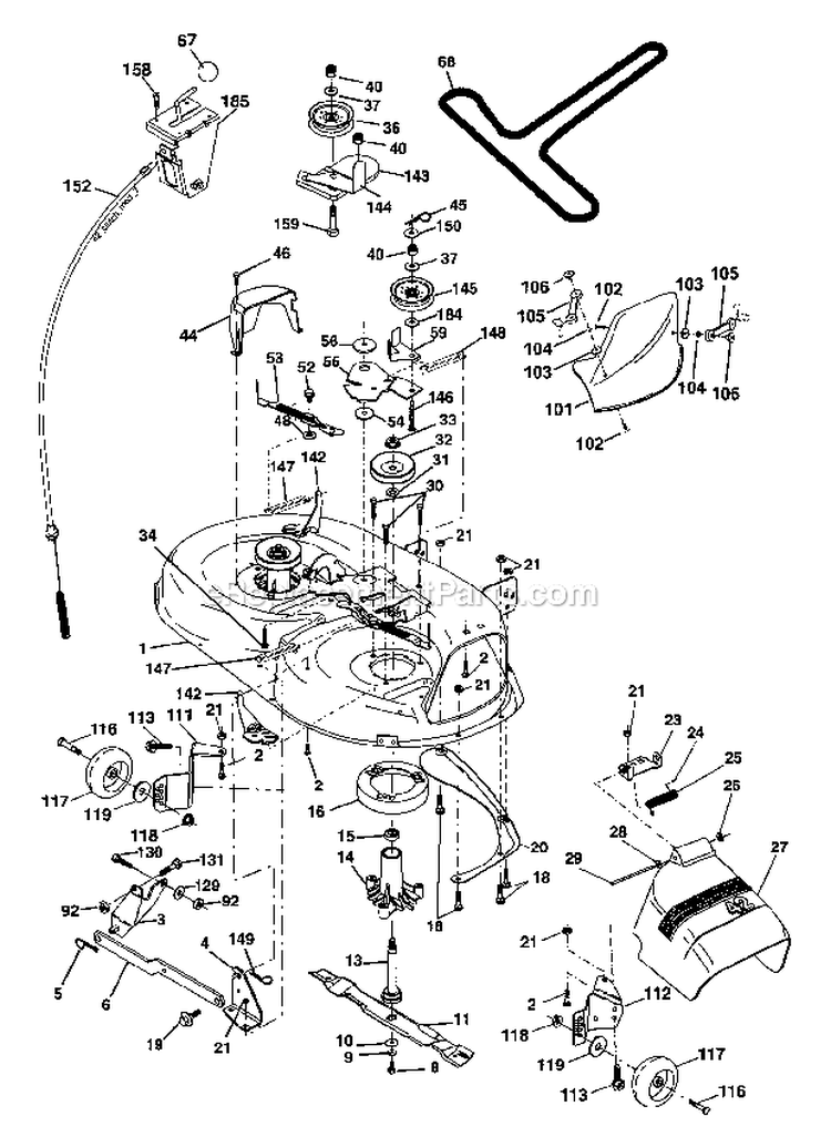 Mower Deck Diagram and Parts List for  Craftsman Lawn Tractor