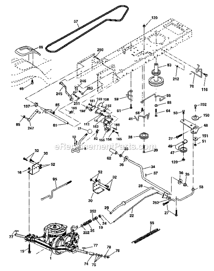 Ground Drive Diagram and Parts List for  Craftsman Lawn Tractor