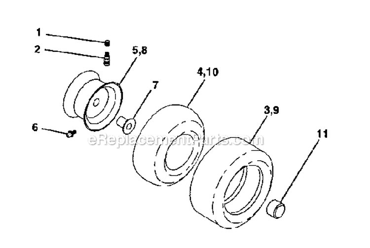 Wheels  Tires Diagram and Parts List for  Craftsman Lawn Tractor