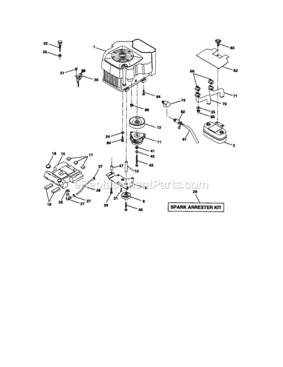 Page E Diagram and Parts List for  Craftsman Lawn Tractor