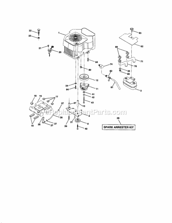 Page E Diagram and Parts List for  Craftsman Lawn Tractor