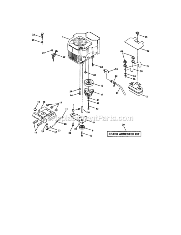 Page E Diagram and Parts List for  Craftsman Lawn Tractor