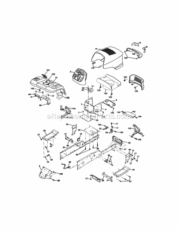 Page B Diagram and Parts List for  Craftsman Lawn Tractor