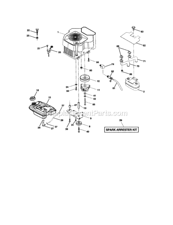 Page E Diagram and Parts List for  Craftsman Lawn Tractor