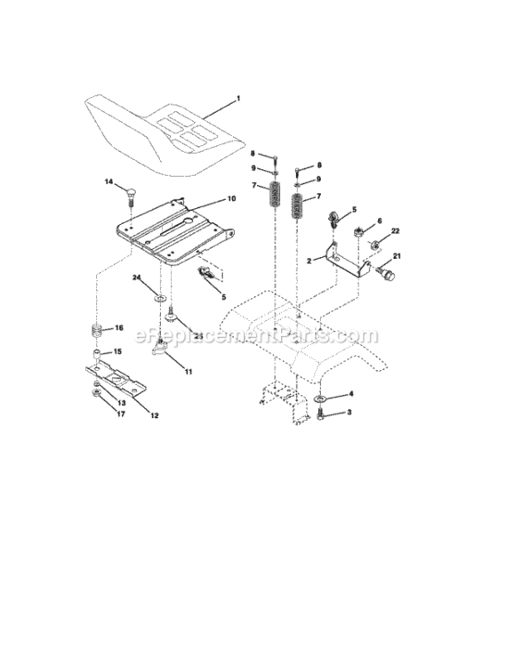 Seat_Assembly Diagram and Parts List for  Craftsman Lawn Tractor