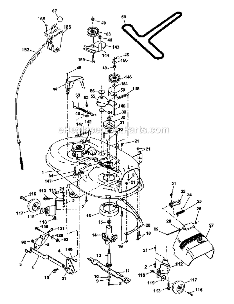 Mower Deck Diagram and Parts List for  Craftsman Lawn Tractor