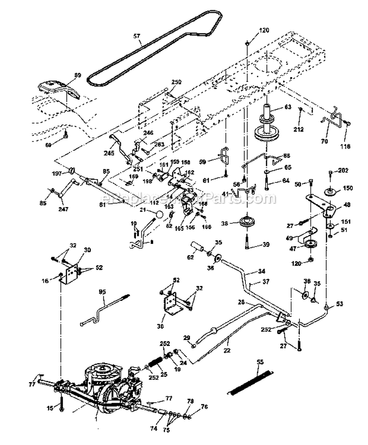 Ground Drive Diagram and Parts List for  Craftsman Lawn Tractor