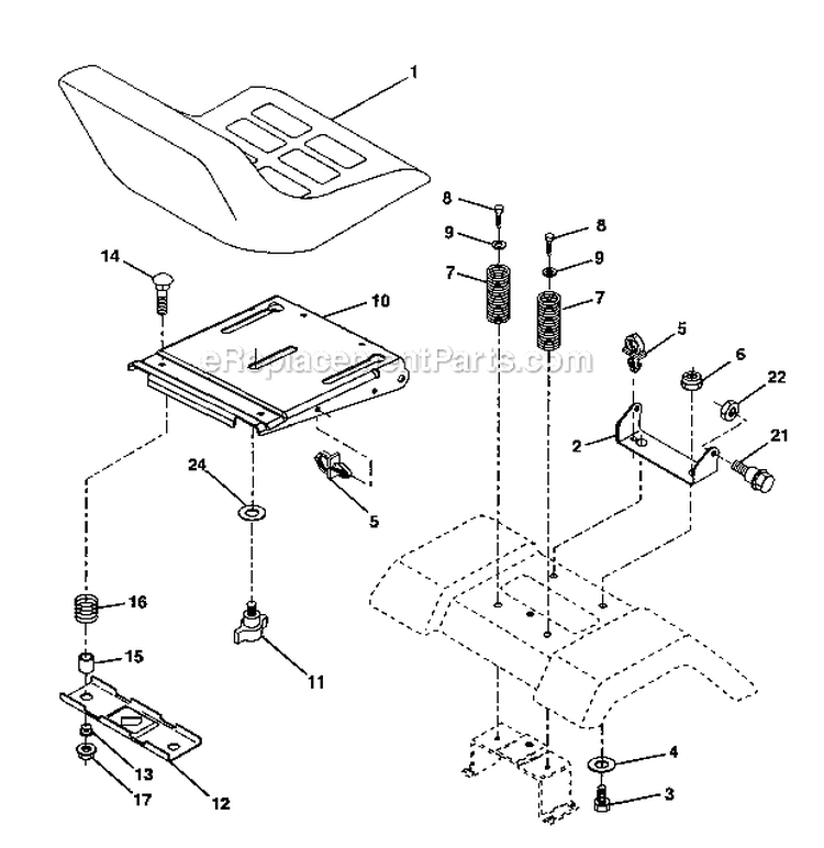 Seat Assembly Diagram and Parts List for  Craftsman Lawn Tractor