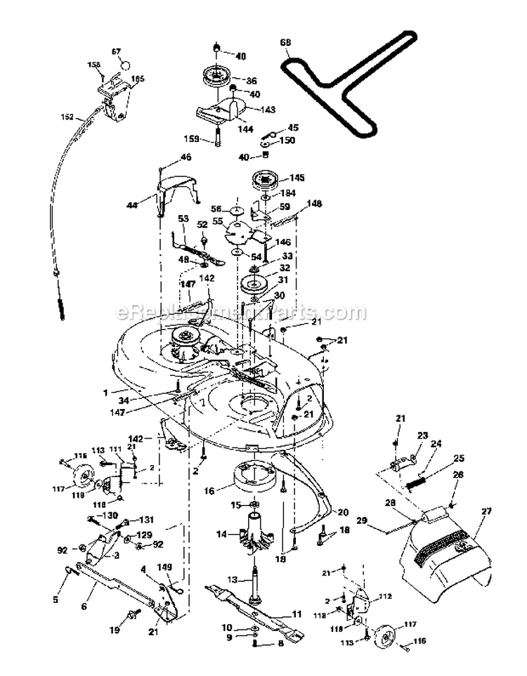 Mower Deck Diagram and Parts List for  Craftsman Lawn Tractor