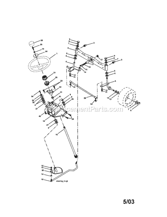 Page D Diagram and Parts List for  Craftsman Lawn Tractor