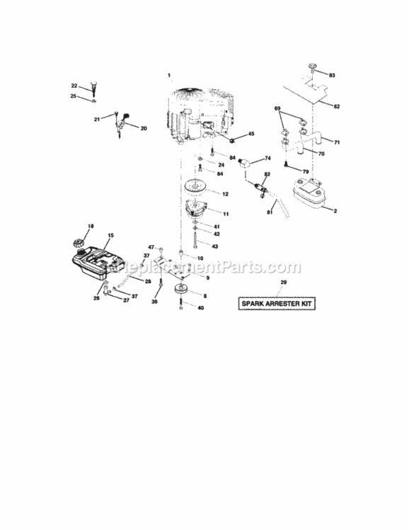 Page E Diagram and Parts List for  Craftsman Lawn Tractor