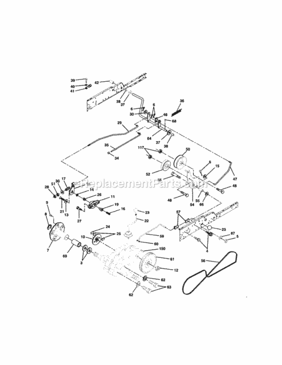 Page C Diagram and Parts List for  Craftsman Lawn Tractor