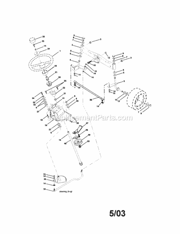 Page D Diagram and Parts List for  Craftsman Lawn Tractor