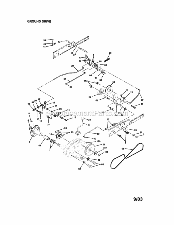 Page C Diagram and Parts List for  Craftsman Lawn Tractor