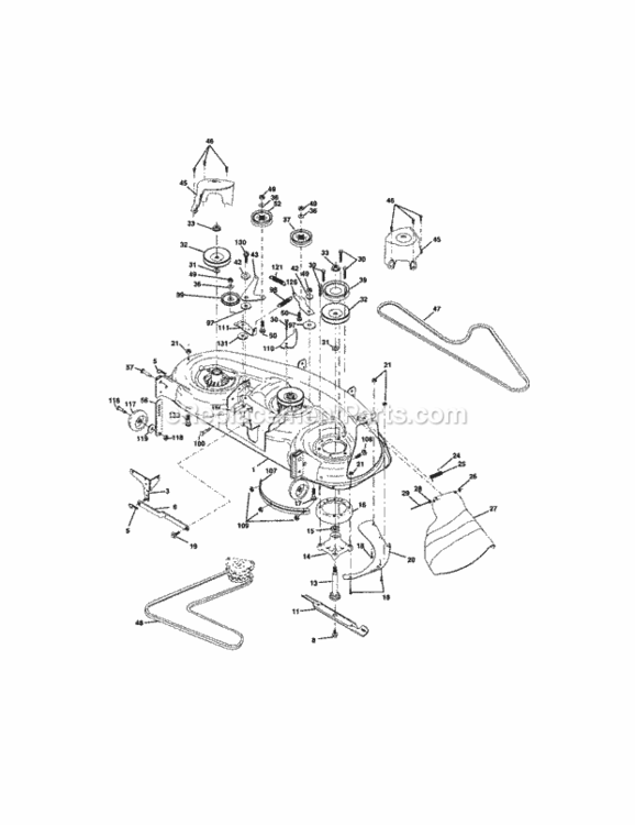 Page J Diagram and Parts List for  Craftsman Lawn Tractor