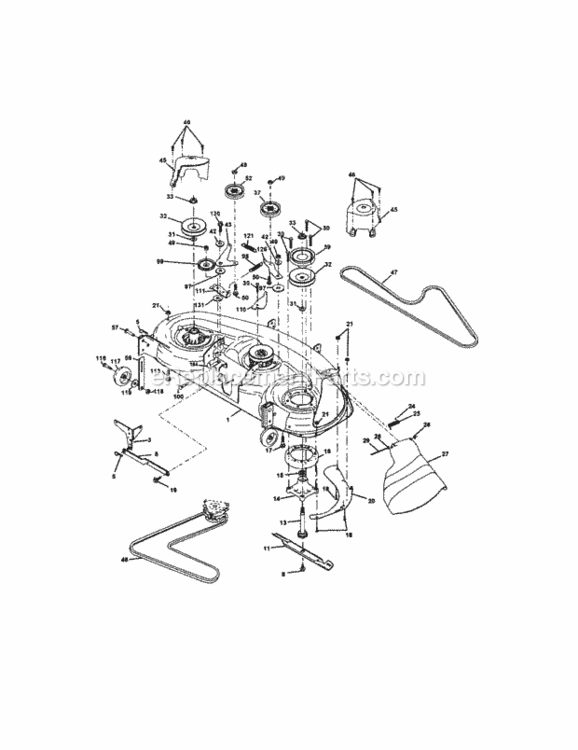 Page J Diagram and Parts List for  Craftsman Lawn Tractor