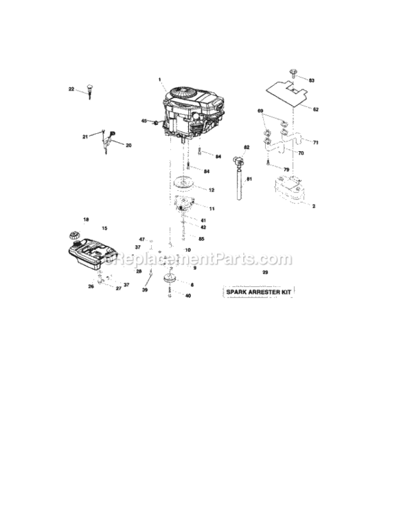 Page E Diagram and Parts List for  Craftsman Lawn Tractor