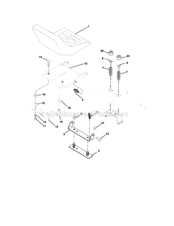 Page F Diagram and Parts List for  Craftsman Lawn Tractor