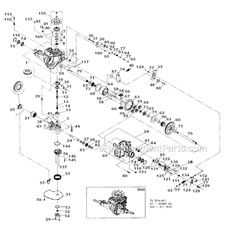 Hydro_Gear_Transaxle Diagram and Parts List for  Craftsman Lawn Mower