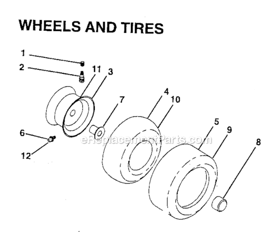 Wheels_And_Tires Diagram and Parts List for  Craftsman Lawn Mower
