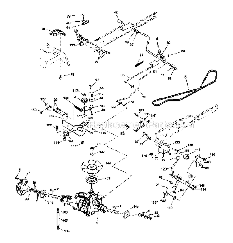 Ground Drive Diagram and Parts List for  Craftsman Lawn Tractor