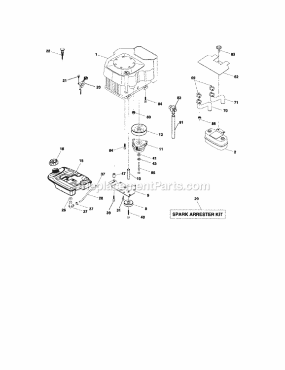 Page E Diagram and Parts List for  Craftsman Lawn Tractor