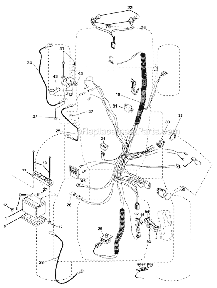 Electrical Diagram and Parts List for  Craftsman Lawn Tractor