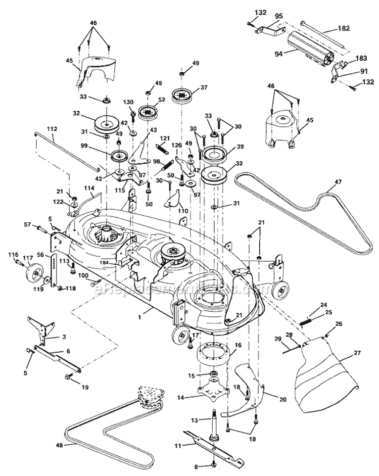 Mower Deck Diagram and Parts List for  Craftsman Lawn Tractor