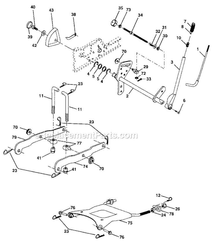 Lift Assembly Diagram and Parts List for  Craftsman Lawn Tractor