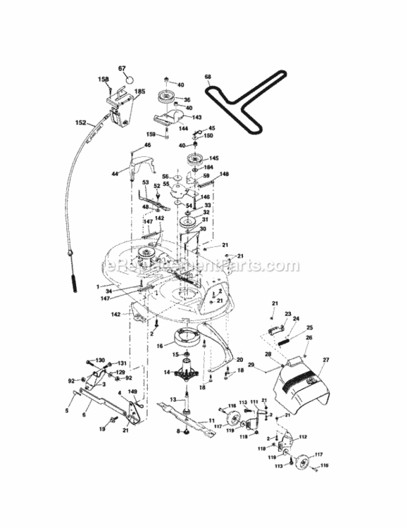 Page J Diagram and Parts List for  Craftsman Lawn Tractor