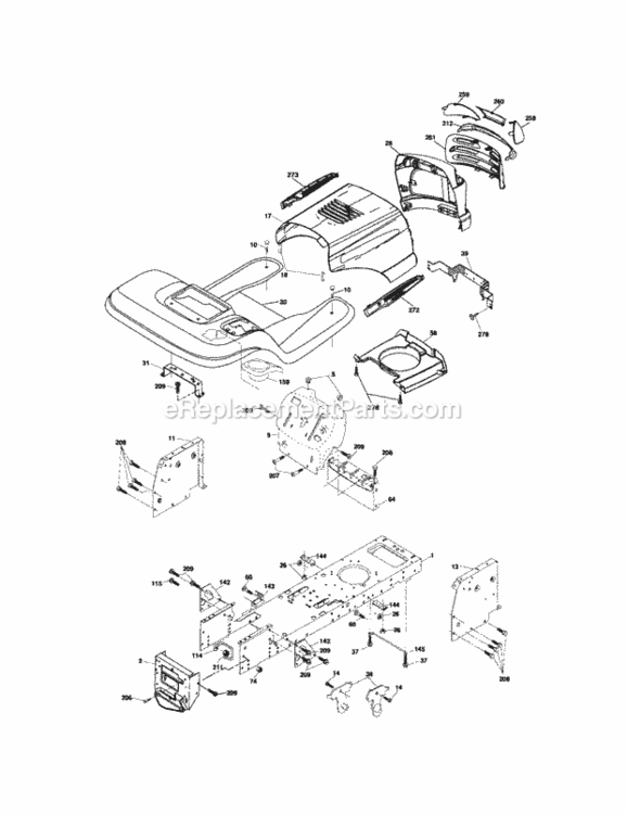 Page B Diagram and Parts List for  Craftsman Lawn Tractor