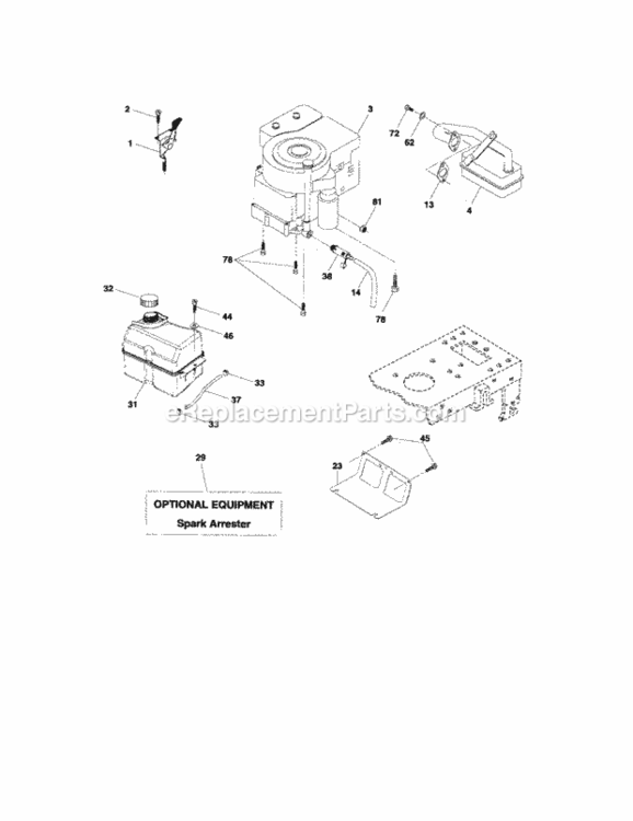 Page E Diagram and Parts List for  Craftsman Lawn Tractor