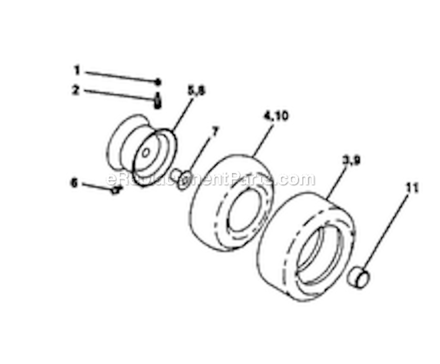 Wheels And Tires Diagram and Parts List for  Craftsman Lawn Tractor
