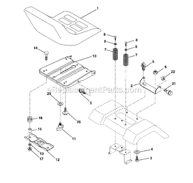Seat Diagram and Parts List for  Craftsman Lawn Tractor