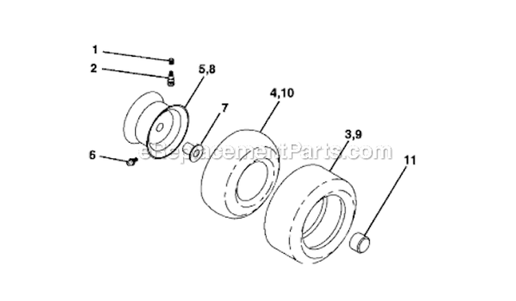 Wheels_And_Tires Diagram and Parts List for  Craftsman Lawn Tractor