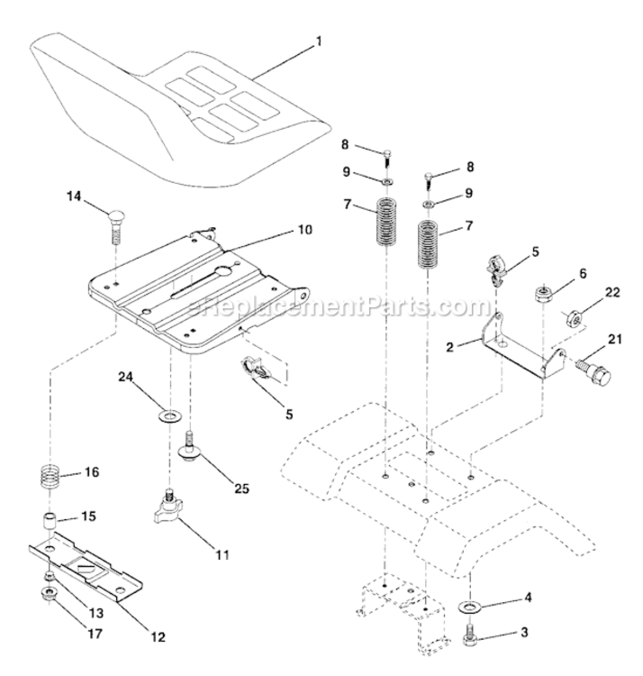 Seat_Assembly Diagram and Parts List for  Craftsman Lawn Tractor