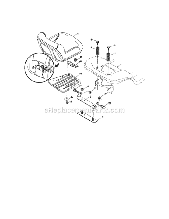 Seat_Assembly Diagram and Parts List for  Craftsman Lawn Tractor