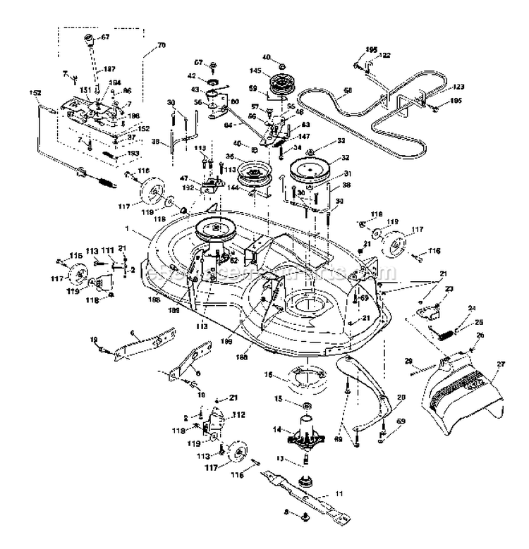 Mower Deck Diagram and Parts List for  Craftsman Lawn Tractor