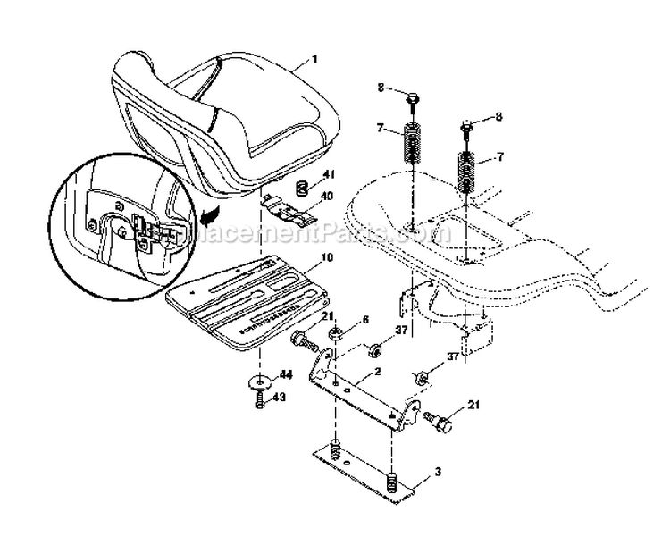 Seat Diagram and Parts List for  Craftsman Lawn Tractor