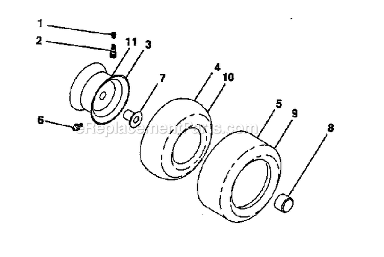 Wheels And Tires Diagram and Parts List for  Craftsman Lawn Tractor