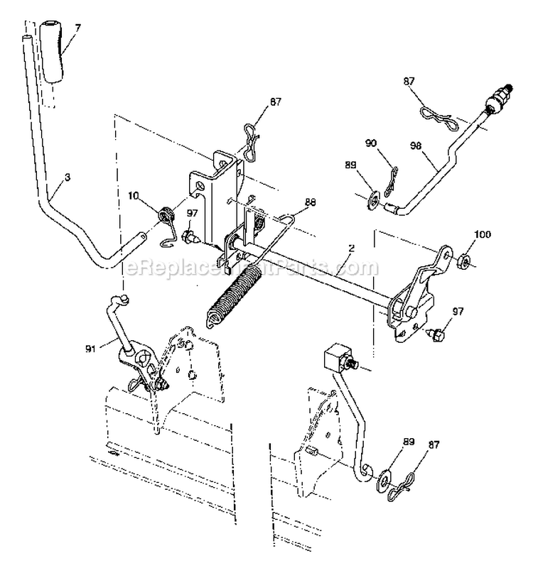 Lift Diagram and Parts List for  Craftsman Lawn Tractor