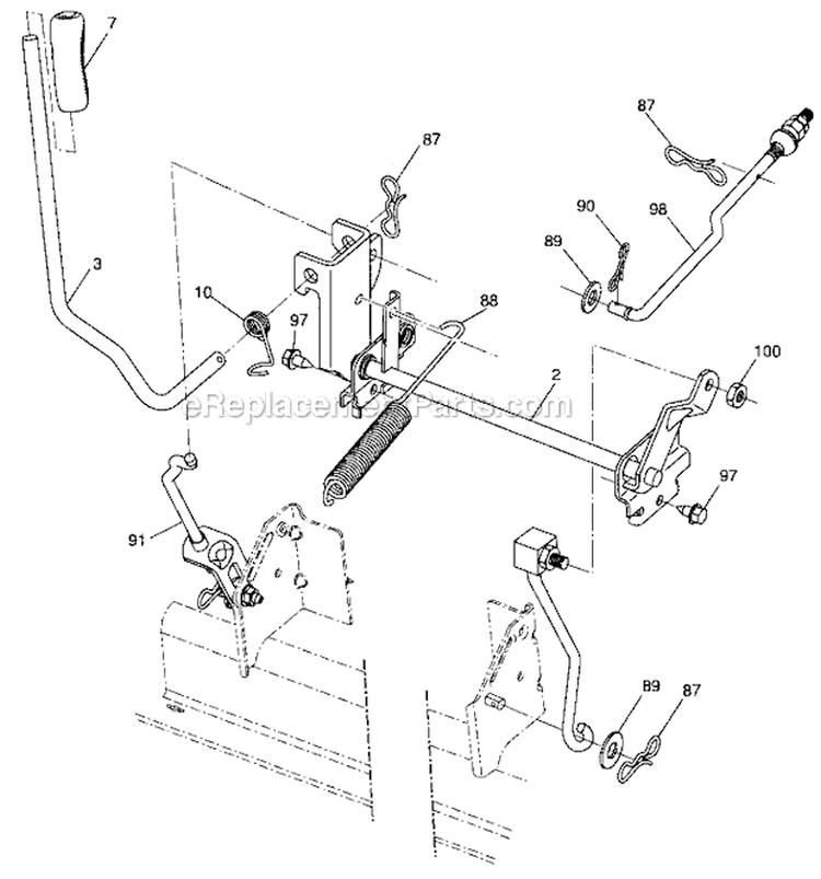 Lift Diagram and Parts List for  Craftsman Lawn Tractor
