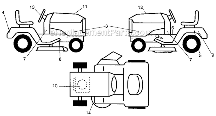 Decal Diagram and Parts List for  Craftsman Lawn Tractor