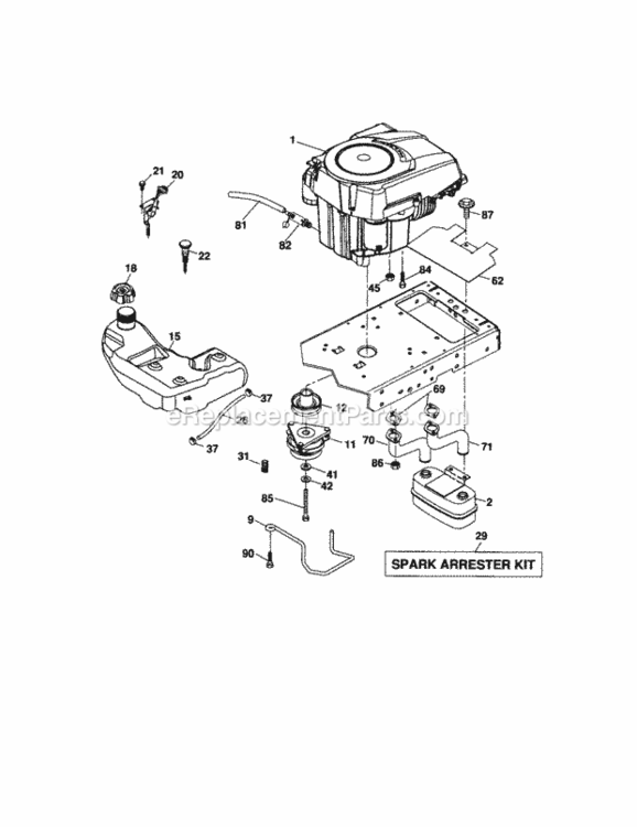 Page D Diagram and Parts List for  Craftsman Lawn Tractor