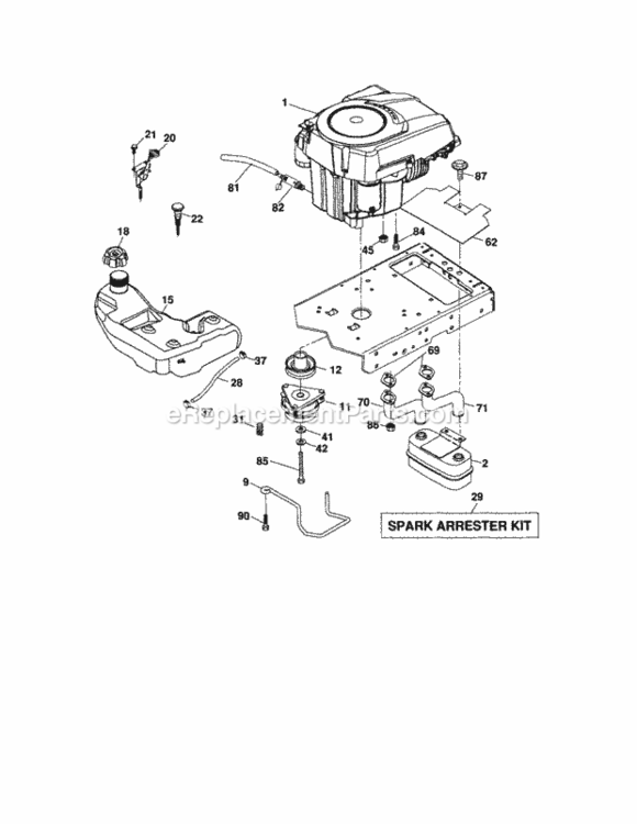 Page E Diagram and Parts List for  Craftsman Lawn Tractor